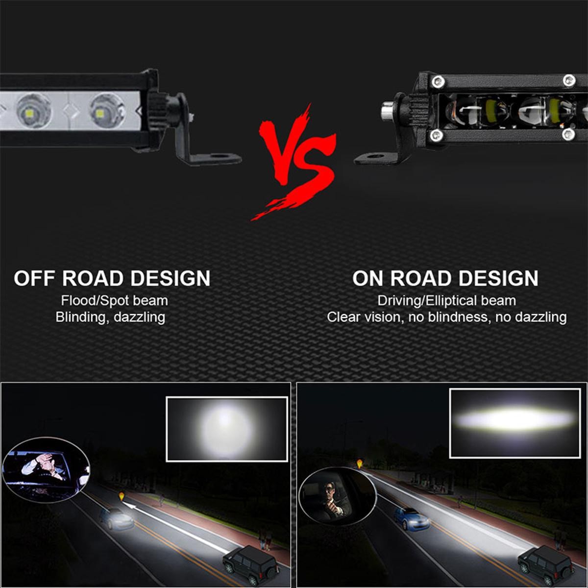 Barra de luces LED de trabajo de 7 pulgadas conducción delgada niebla punto todoterreno blanco ATV camión SUV 4x4- - Image 5