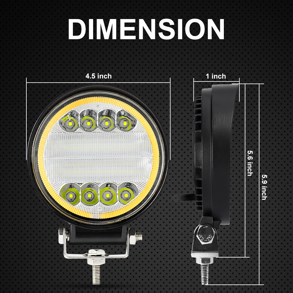 2X 5inch LED Work Round Lights Combo Driving Fog White Amber Lamps Offroad 4WD - Image 2