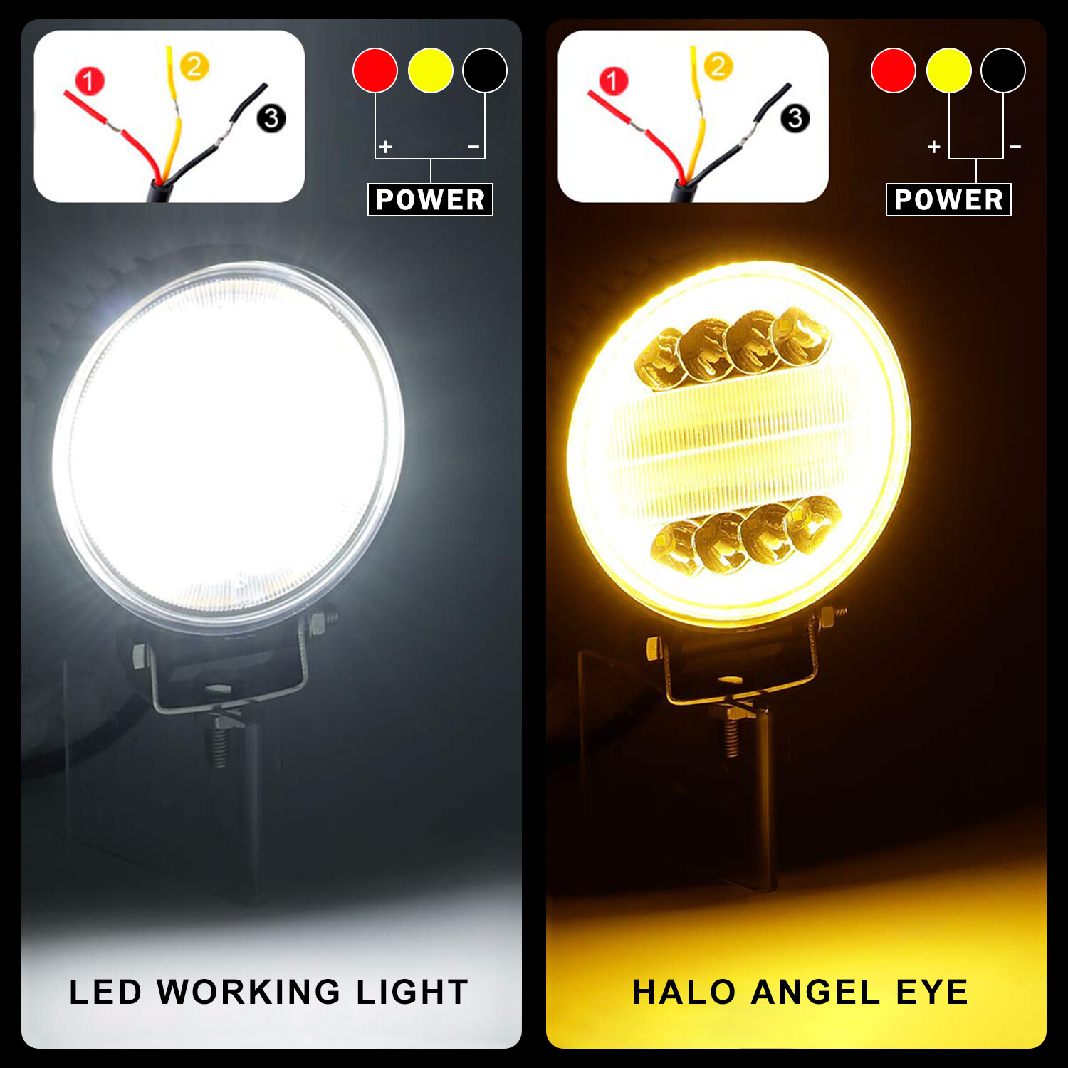 2X 5inch LED Work Round Lights Combo Driving Fog White Amber Lamps Offroad 4WD - Image 5