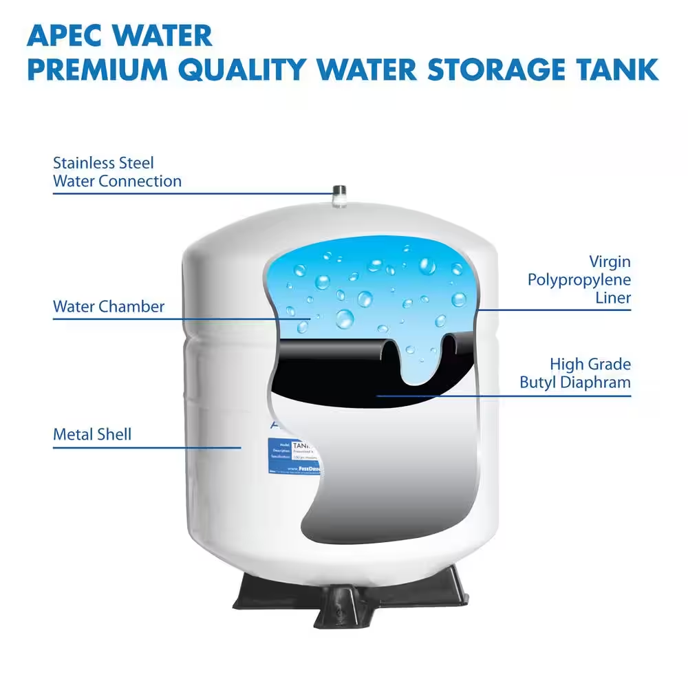 4 Gal. Tanque de almacenamiento de agua potable de ósmosis inversa residencial prepresurizado- - Image 2