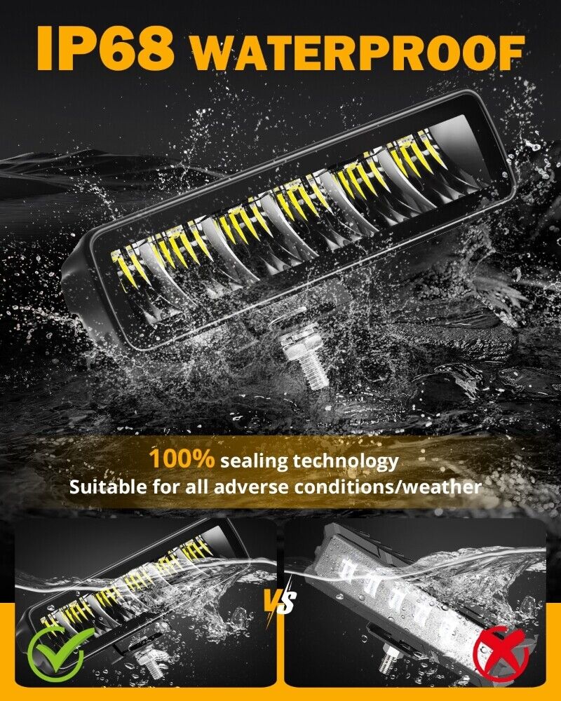 AUXBEAM 2x 6" LED Barra de Luz de Trabajo Vainas Lámpara Antiniebla Offroad Conducción Camión SUV ATV 4x4- - Image 5