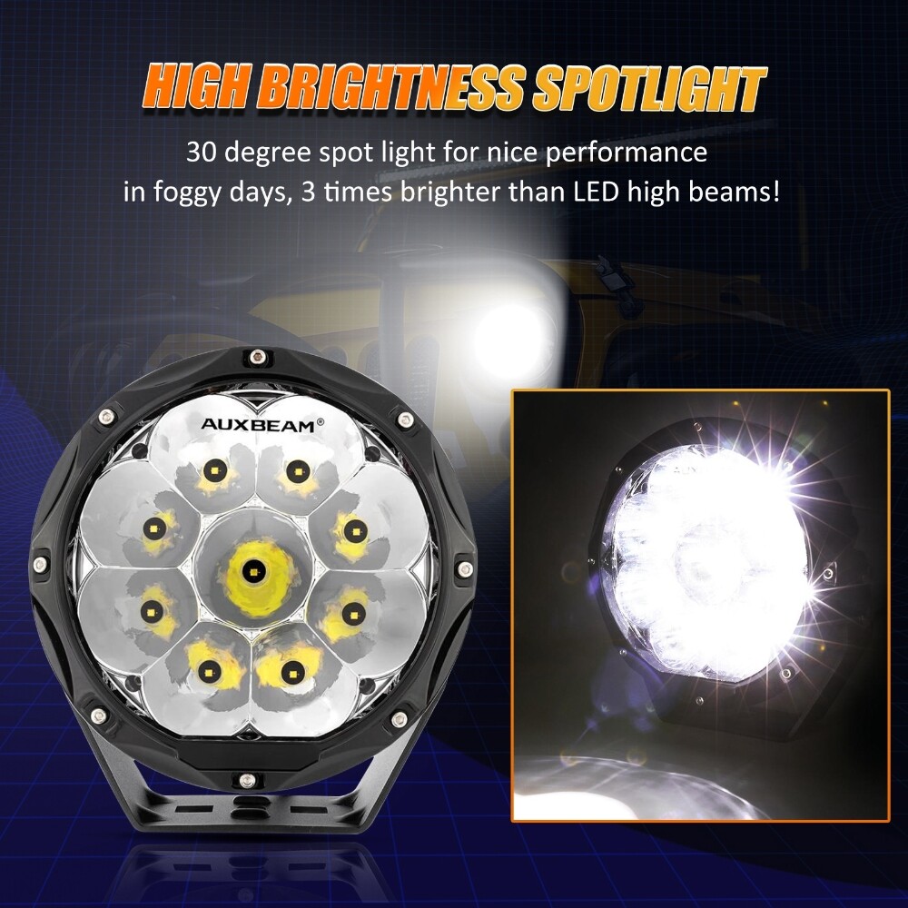 AUXBEAM 7"INCH LED Light Bar Spot Flood Pods Driving Lights 4WD Off-Road Truck - Image 2