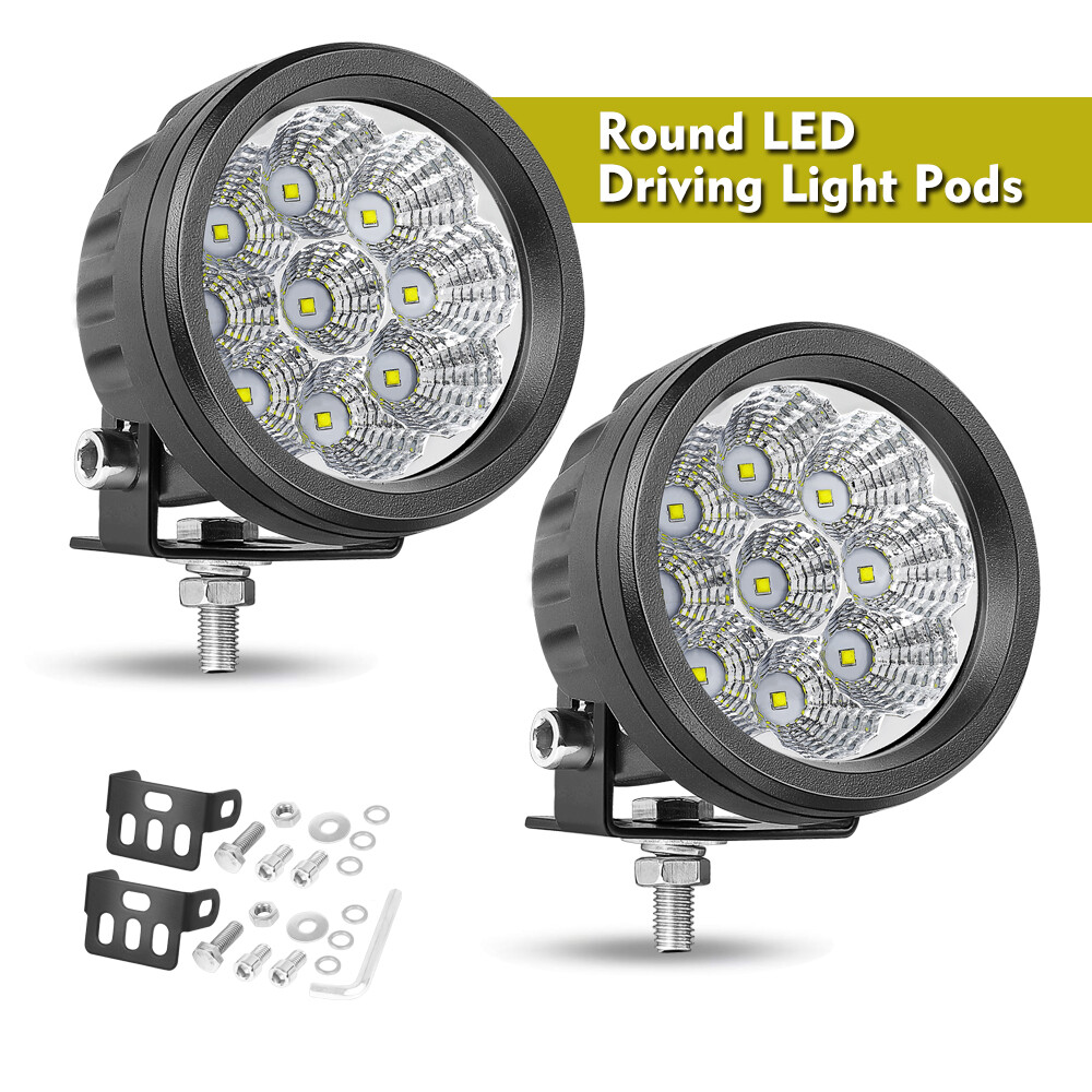 2x Luces LED redondas de conducción todoterreno de 3,5" 90W cápsulas de punto antiniebla trabajo SUV ATV 4x4 UTV-