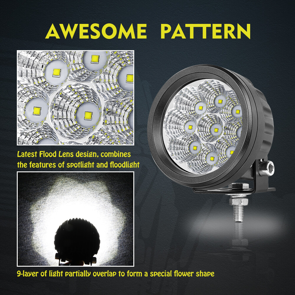 2x Luces LED redondas de conducción todoterreno de 3,5" 90W cápsulas de punto antiniebla trabajo SUV ATV 4x4 UTV- - Image 5