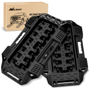 Mini placas de tracción de recuperación cortas Nilight Off-Road para 4x4 4x4 (2 piezas negras)-