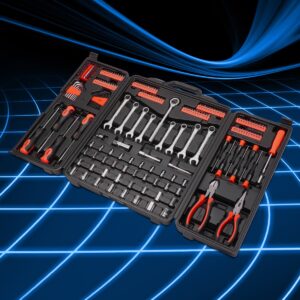 Orange Automotive Garage Mechanic's Repair Toolbox 220-Piece Tool Kit Package