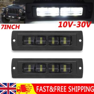 2X Montaje empotrado 7 pulgadas LED Barra de luces de trabajo Inundación y punto Conducción niebla Offroad 4x4 4x4-