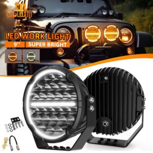 Luz antiniebla LED redonda de trabajo de conducción de 9" 650 W 1 pieza doble DRL camión todoterreno UTV 4x4-