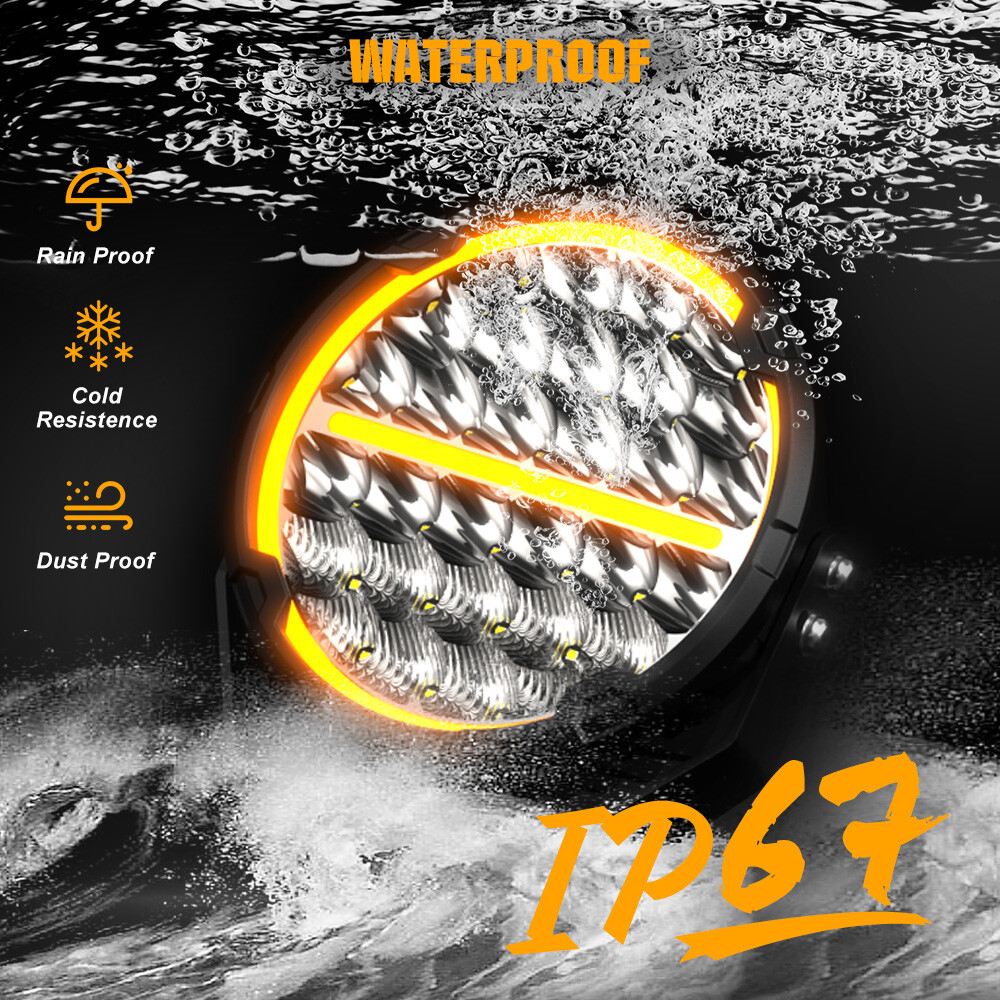 Luz antiniebla LED redonda de trabajo de conducción de 9" 650 W 1 pieza doble DRL camión todoterreno UTV 4x4- - Image 5