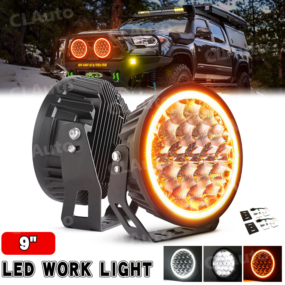 Luz LED de trabajo de conducción redonda DRL antiniebla todoterreno de 9 pulgadas para Jeep 4x4 SUV 4x4 UTV ATV-