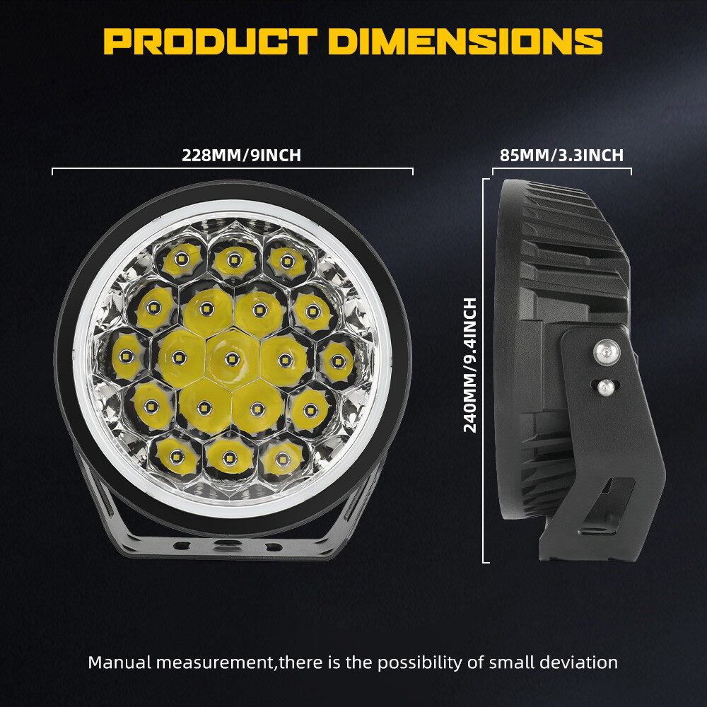 Luz LED de trabajo de conducción redonda DRL antiniebla todoterreno de 9 pulgadas para Jeep 4x4 SUV 4x4 UTV ATV- - Image 2