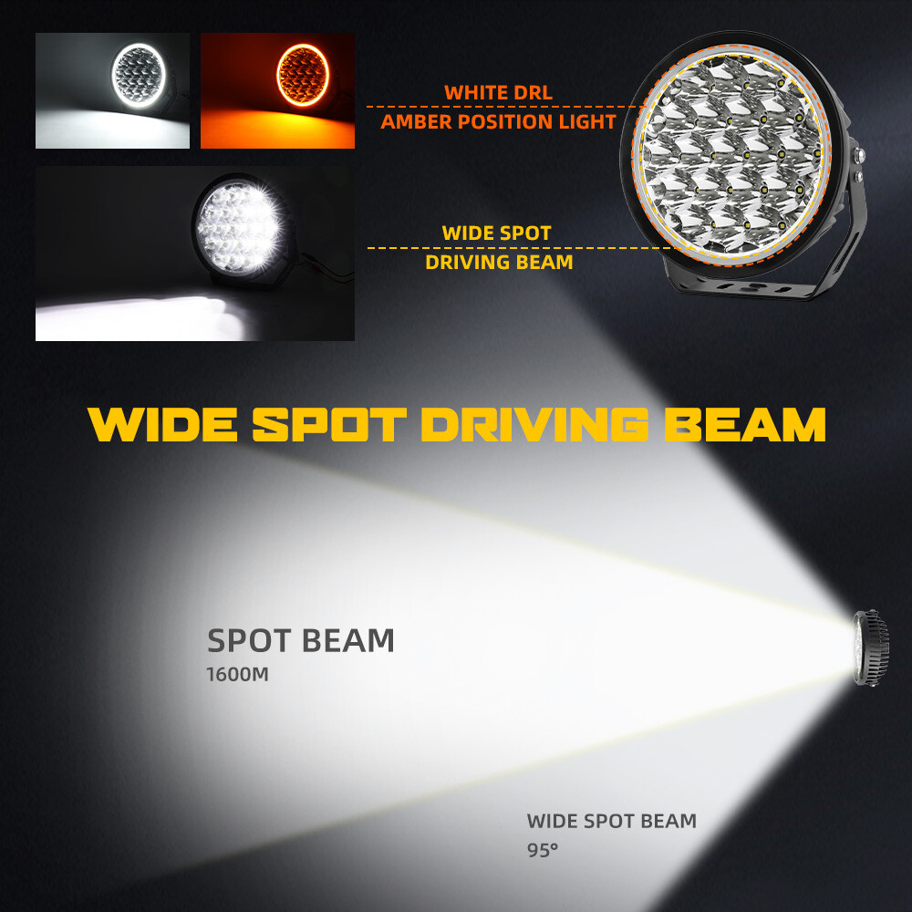 Luz LED de trabajo de conducción redonda DRL antiniebla todoterreno de 9 pulgadas para Jeep 4x4 SUV 4x4 UTV ATV- - Image 5