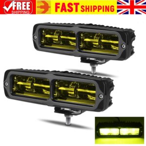 Barra de luces de trabajo LED amarillas 2X 6 pulgadas punto de inundación conducción niebla camión todoterreno 4x4 4x4-