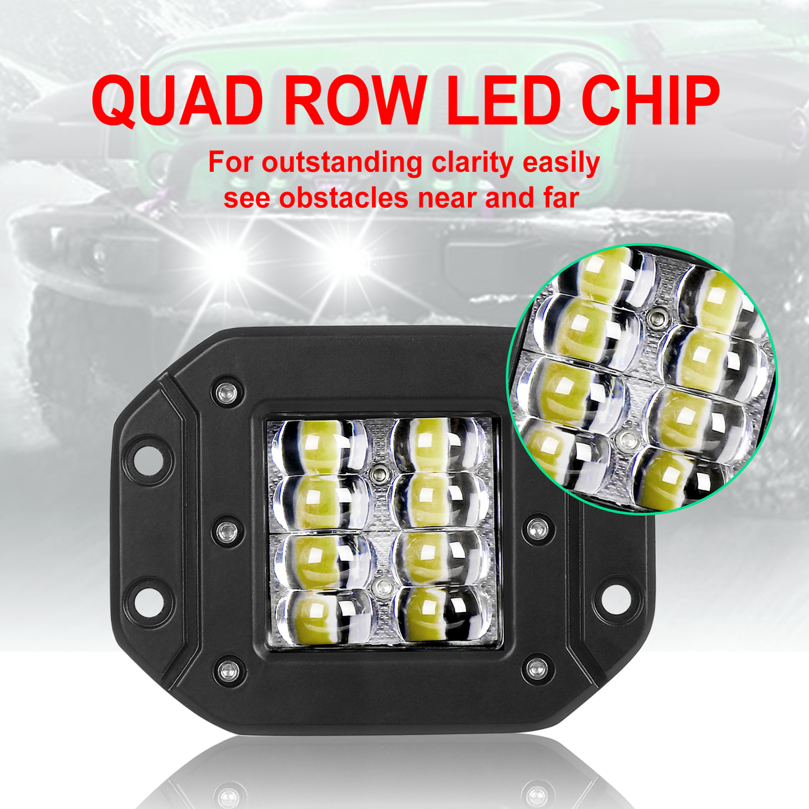 2X 5'' Flush Mount LED Work Lights Bumper Reverse Lamp Offroad 4WD Truck Driving - Image 4