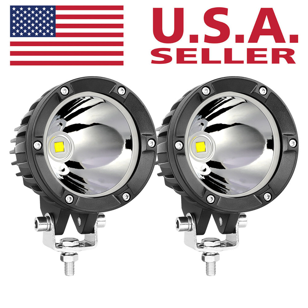 2x 4" 80W Redondo LED Barra de Luz de Trabajo Todoterreno Vainas Camión Faros de Conducción 4x4 UTV-