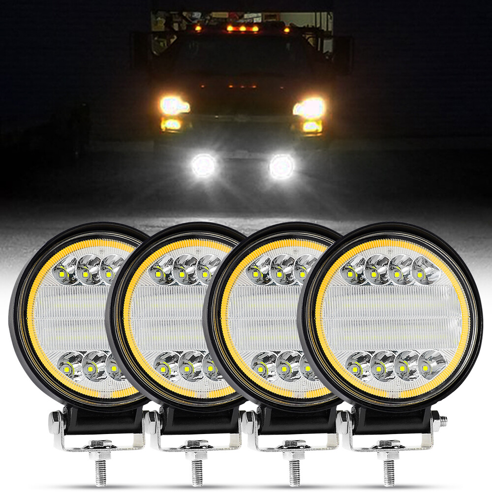 Combo de luces de trabajo LED redondas de 5"" para conducción todoterreno 4 piezas SUV ATV 4x4 camión-