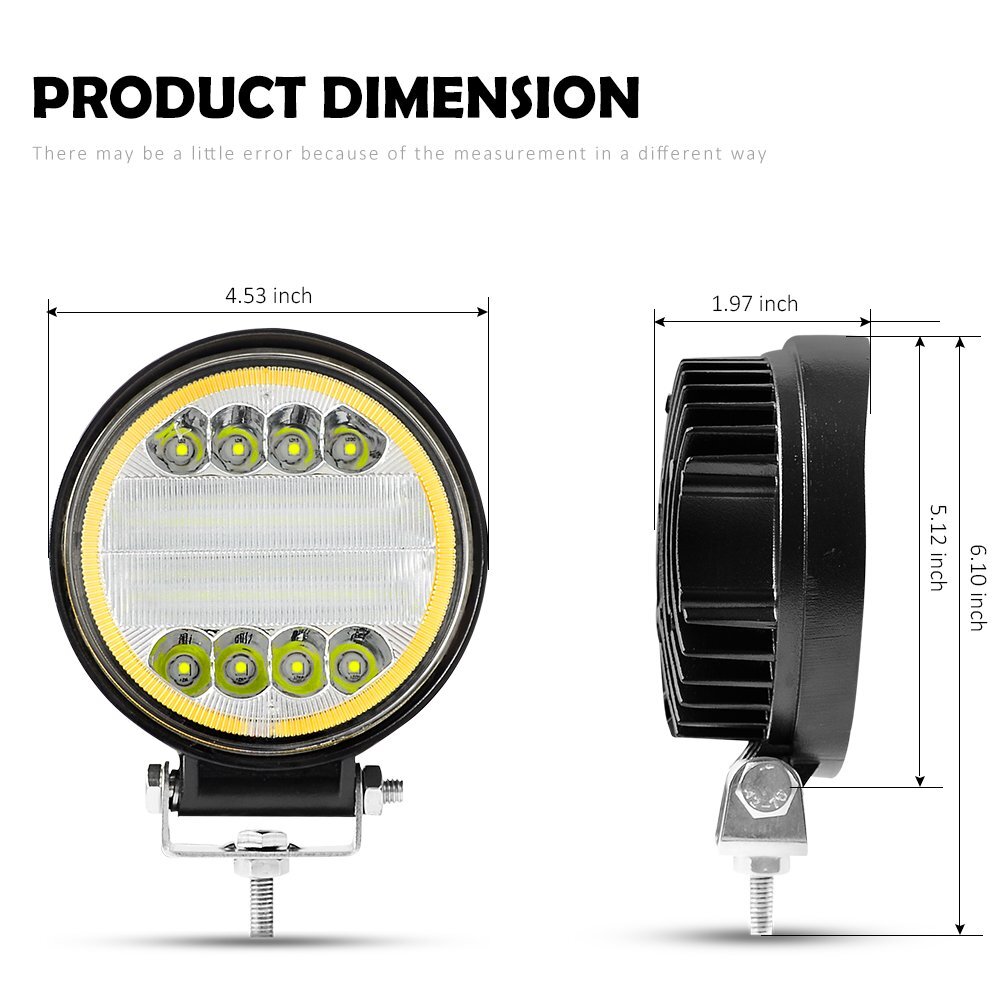 Combo de luces de trabajo LED redondas de 5"" para conducción todoterreno 4 piezas SUV ATV 4x4 camión- - Image 4