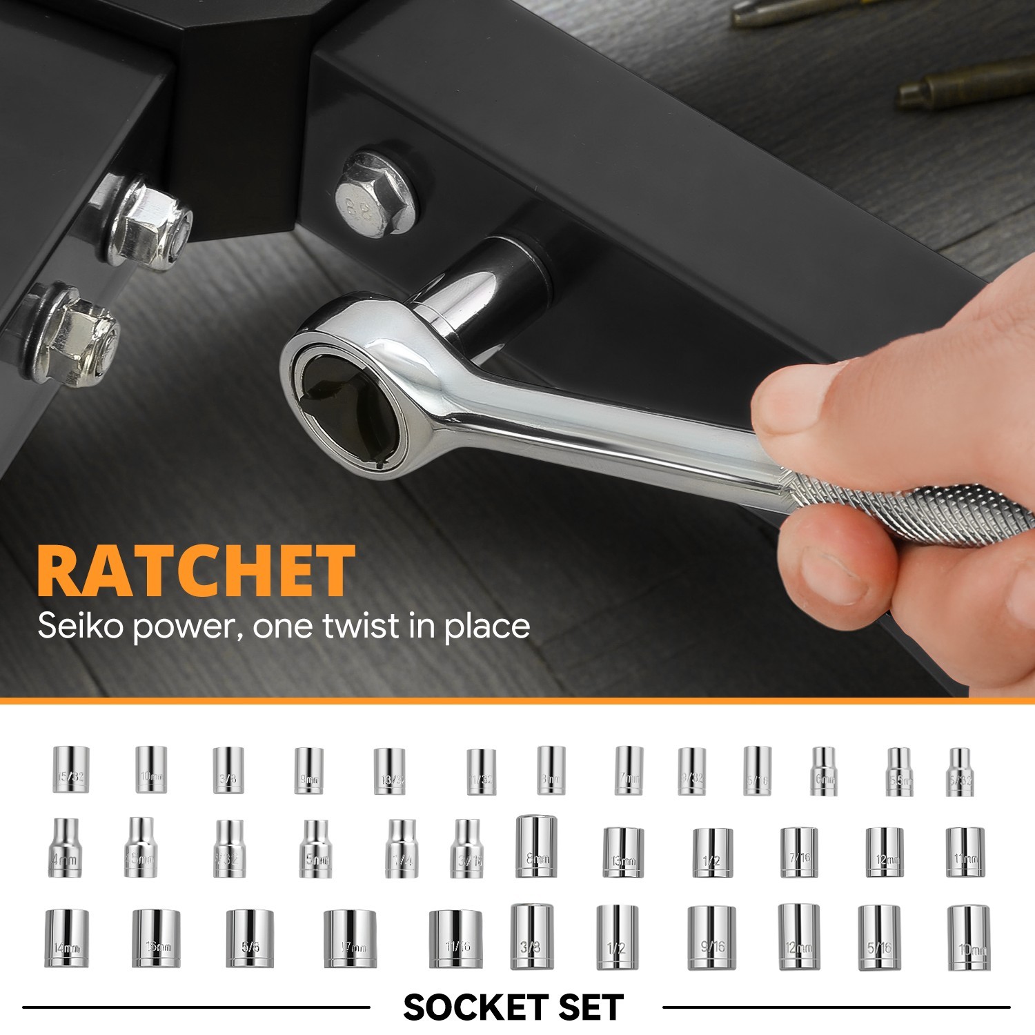 220Pc Portable Automotive Mechanic Repair Toolbox Metric Socket+Hex Key+Wrenches - Image 5