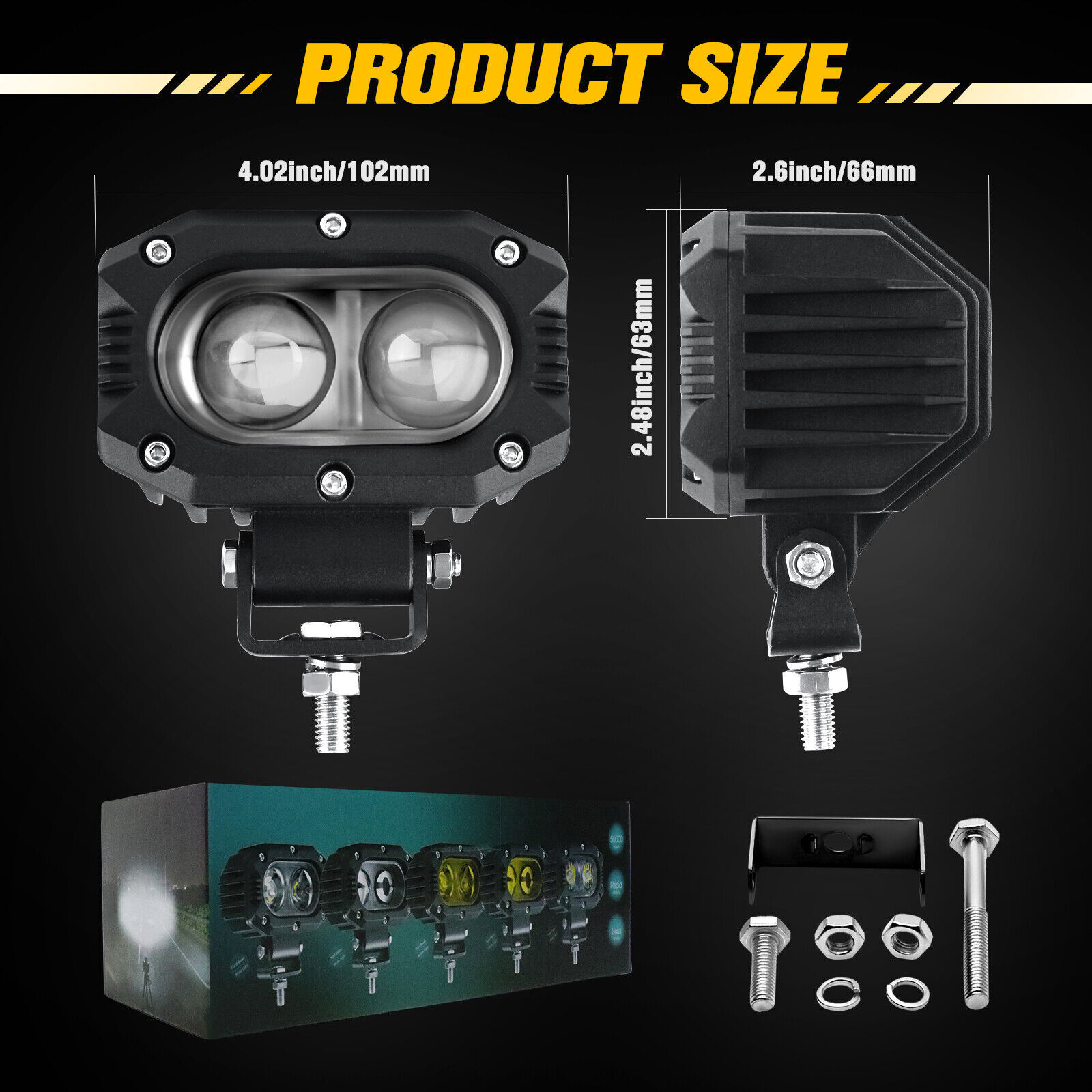 2× 4inch LED Work Pods Light Bar Spot Offroad Driving Fog Light Truck 4WD UTE 3" - Image 2