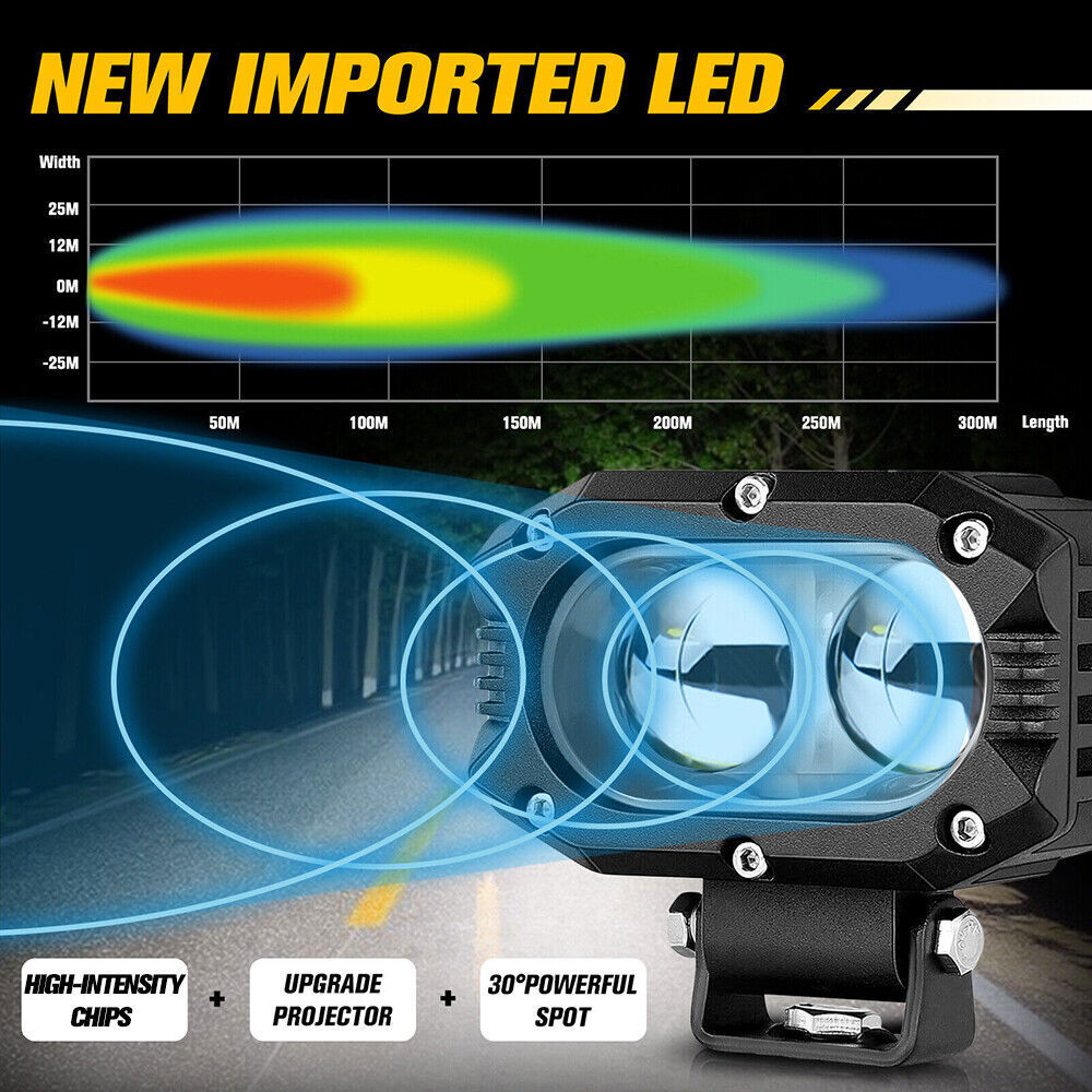 2× 4inch LED Work Pods Light Bar Spot Offroad Driving Fog Light Truck 4WD UTE 3" - Image 5
