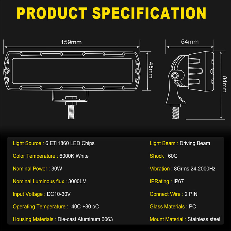 2X 6" pulgadas LED luces de trabajo barra conducción antiniebla camión todoterreno 4x4 SUV ATV 4X4 7D- - Image 3