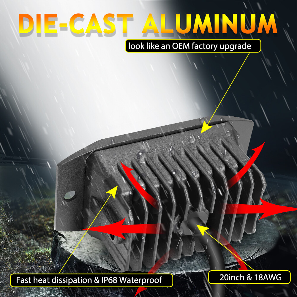 Combo de barra de luz LED PRO de montaje empotrado de 4" 40W de 2 piezas para conducción inversa todoterreno 4x4- - Image 4