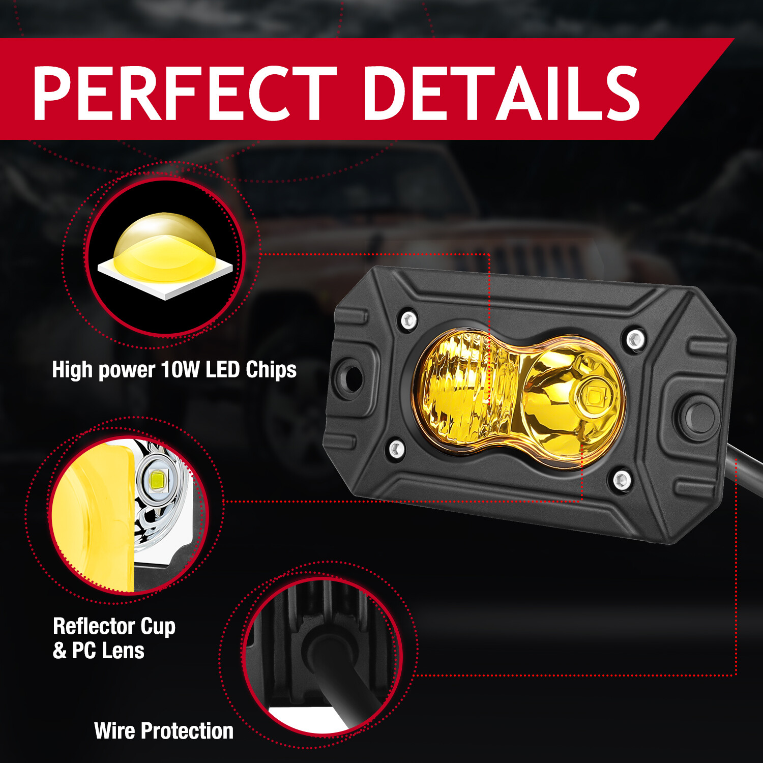 2X 4" 40W Montaje Al Ras LED Vainas Barra de Luz Combo Auxiliar Inverso Offroad 4x4 ATV- - Image 2