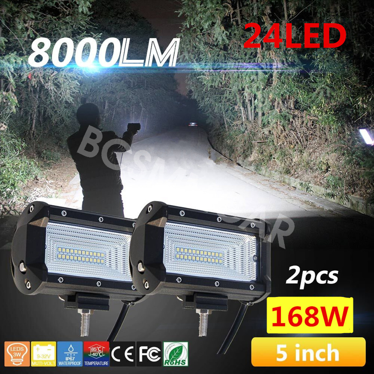 Barra de luz de trabajo LED 5 pulgadas 168 W lámpara antiniebla todoterreno 4x4 accesorios para automóvil- - Image 4