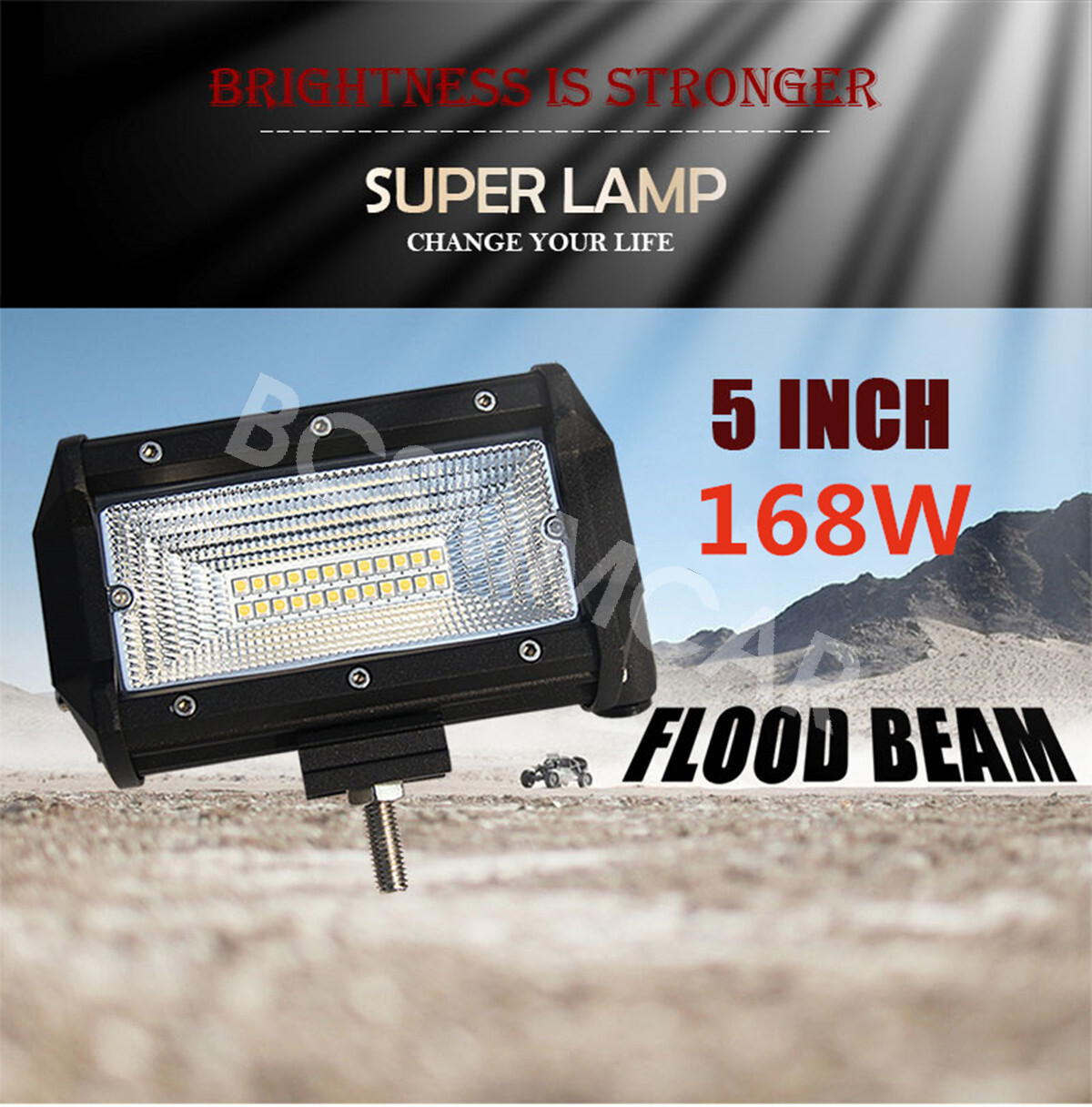 Barra de luz de trabajo LED 5 pulgadas 168 W lámpara antiniebla todoterreno 4x4 accesorios para automóvil- - Image 5