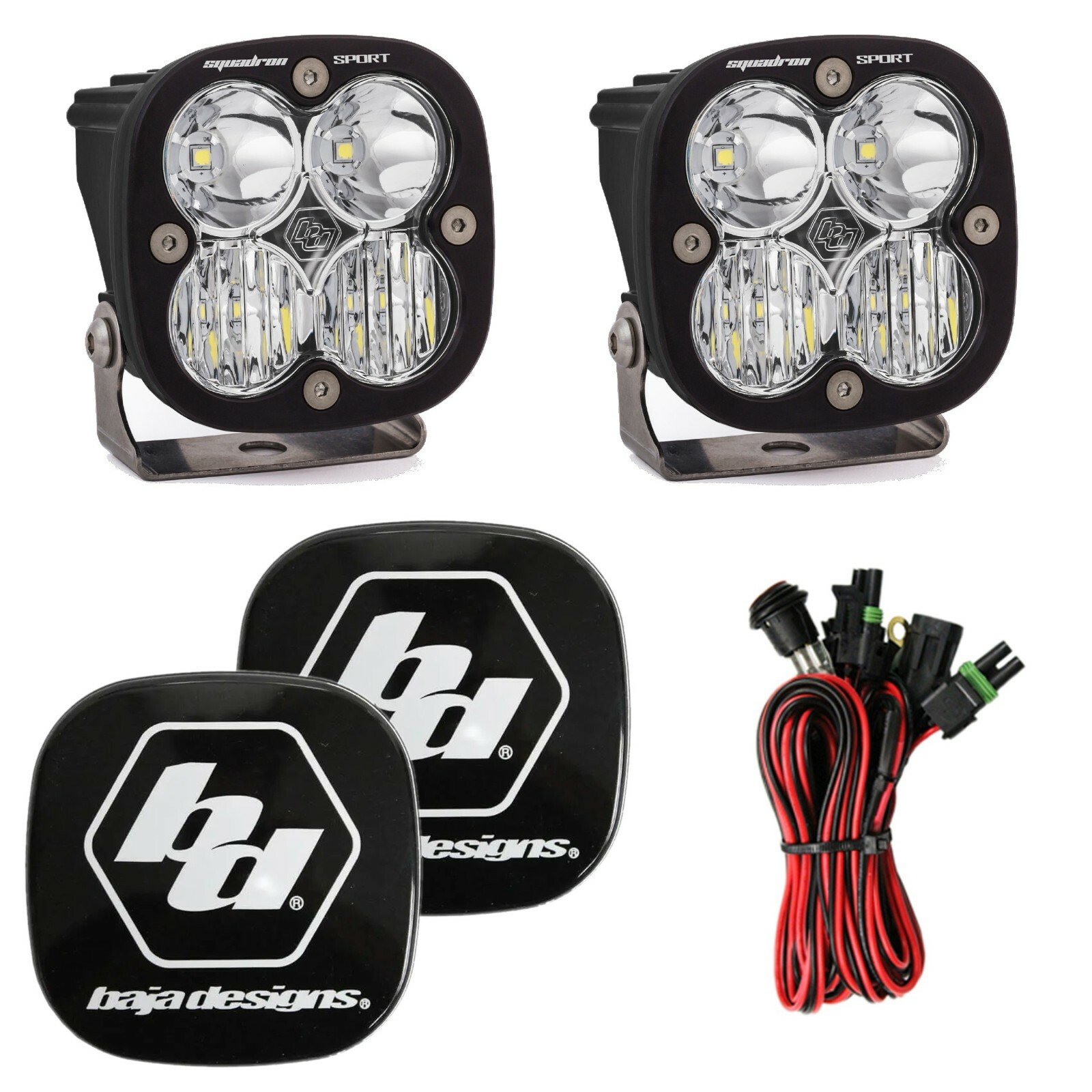 Baja Designs 5000K Escuadrón Deportivo Transparente Conducción/Combo Luces LED con Protectores de Rocas-