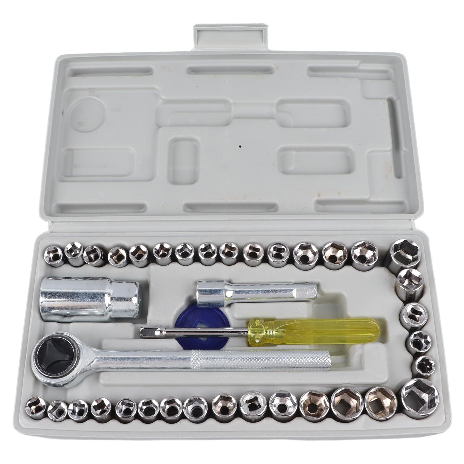 Socket Wrench Set, 34-Piece Carbon Steel Kit with Toolbox, Automotive and Hom...