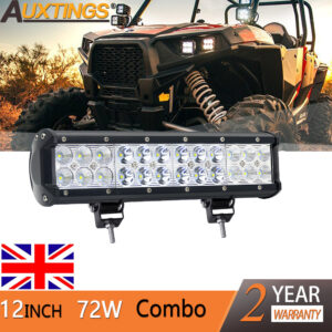 COMBO BARRA DE LUZ LED 12"" PULGADAS 72W LÁMPARA DE CONDUCCIÓN TODOTERRENO 4X4 TRABAJO ATV 12V 24V Reino Unido-