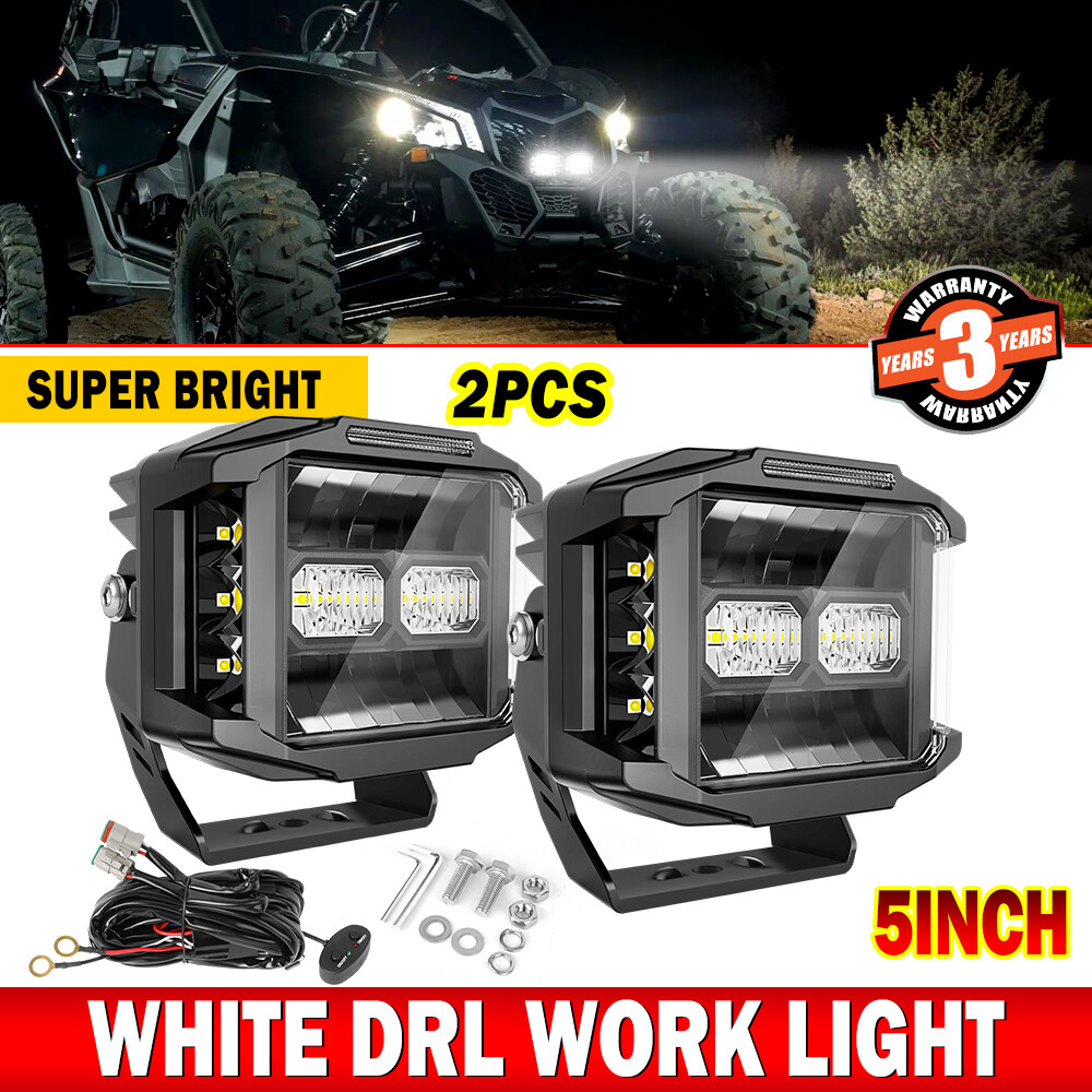 Par de vainas LED de doble cara para tirador de inundación puntual de 5"" barra DRL ATV UTV 4x4-