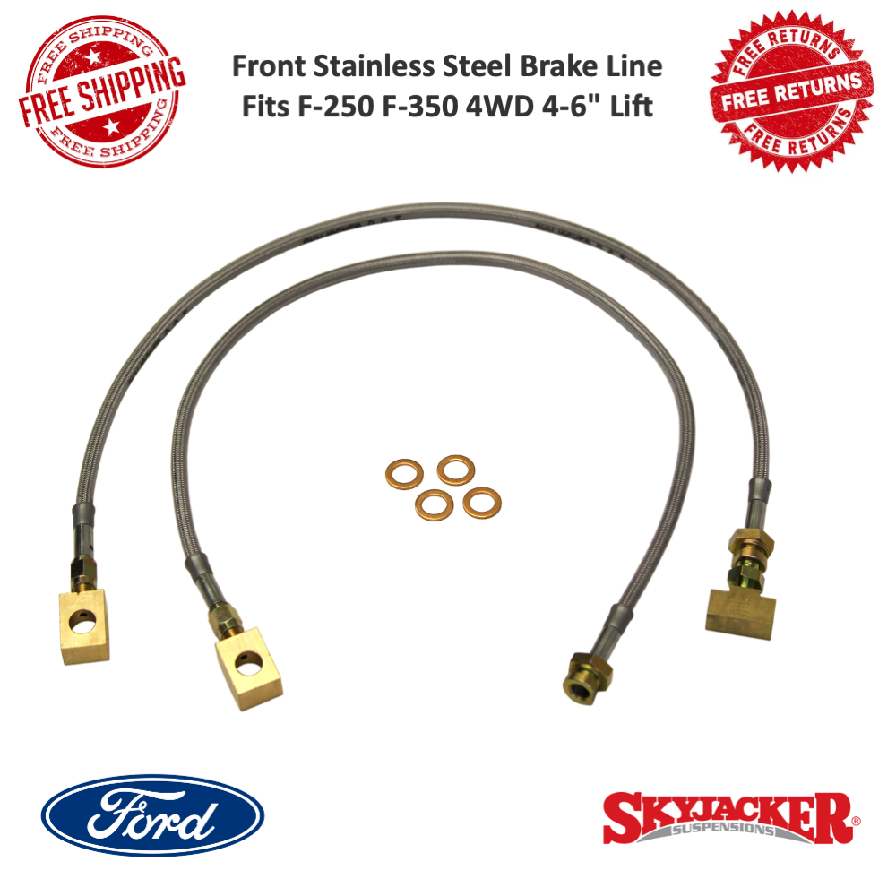Línea de freno delantera Skyjacker de acero inoxidable para elevación F-250 F-350 4x4 4-6" #FBL91-