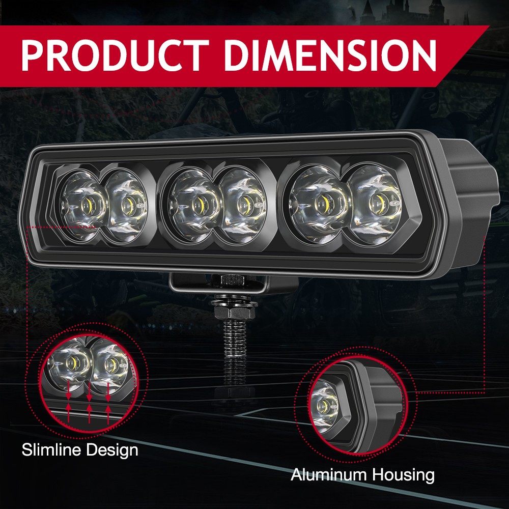 2x 6inch LED Work Light Bar Spot Pods Offroad Driving Truck 4WD SUV ATV Fog Lamp - Image 2