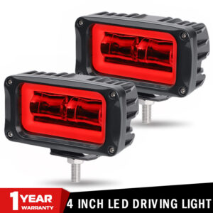 Barra de luces LED de trabajo 2X 4" vainas puntuales conducción rojo halo ángulo ojo niebla todoterreno 4x4-