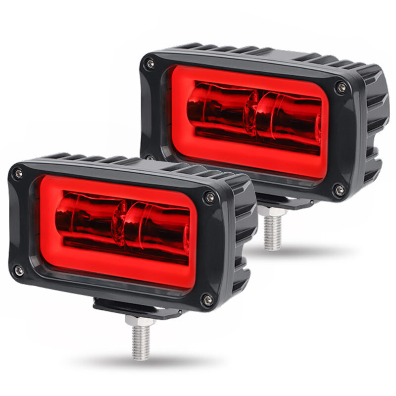Barra de luces LED de trabajo 2X 4" vainas puntuales conducción rojo halo ángulo ojo niebla todoterreno 4x4- - Image 2