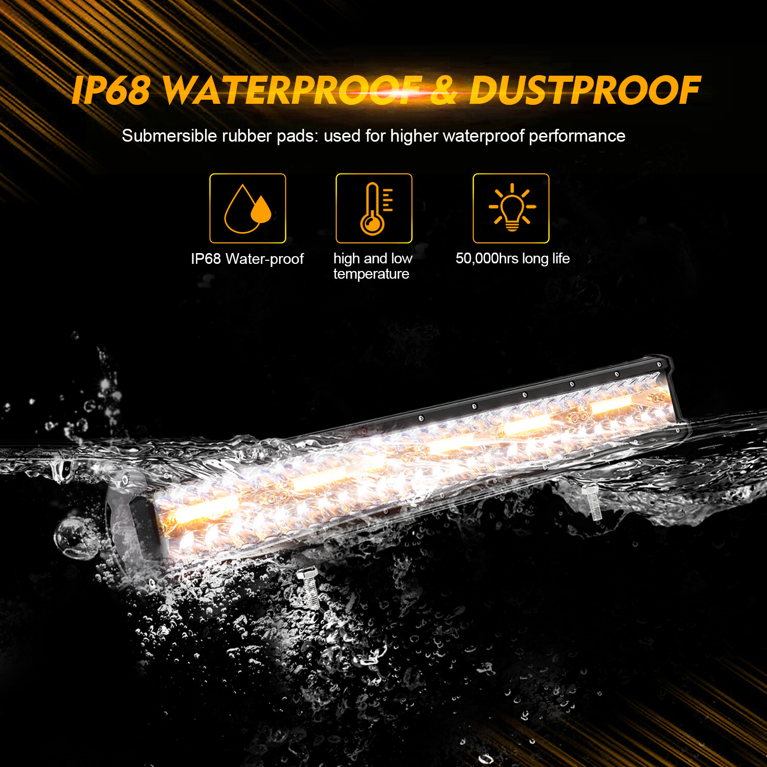 AUXBEAM 20" 4" Estroboscópico LED Barra de Luz de Trabajo Vainas Conducción Todoterreno Para Jeep 4x4 ATV- - Image 5