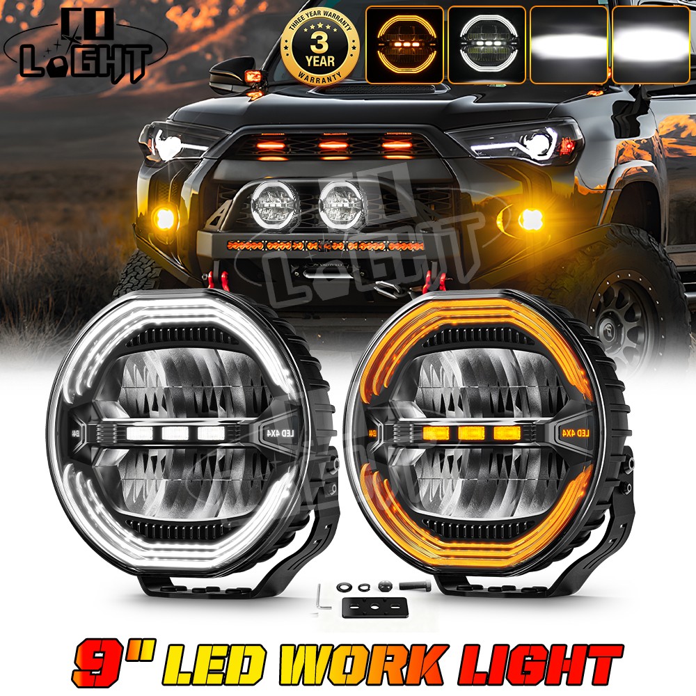 AUXBEAM 9" LED Luz de Trabajo Vainas Offroad Lámpara de Conducción DRL para SUV UTV ATV 4x4-