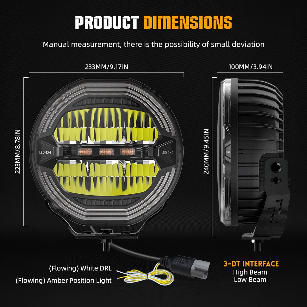 AUXBEAM 9" LED Luz de Trabajo Vainas Offroad Lámpara de Conducción DRL para SUV UTV ATV 4x4- - Image 5