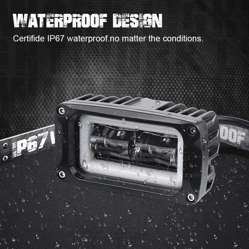 2X 4in LED Work Light Bar Pods Red Halo Ring DRL Driving Fog Offroad ATV SUV UTV - Image 5