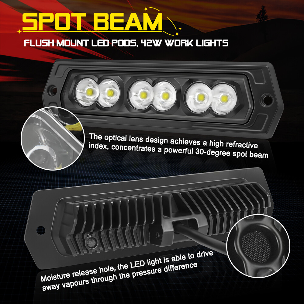 2 piezas barras de luz LED de montaje empotrado de 8" parachoques trasero vainas inversas todoterreno camioneta 4x4- - Image 2