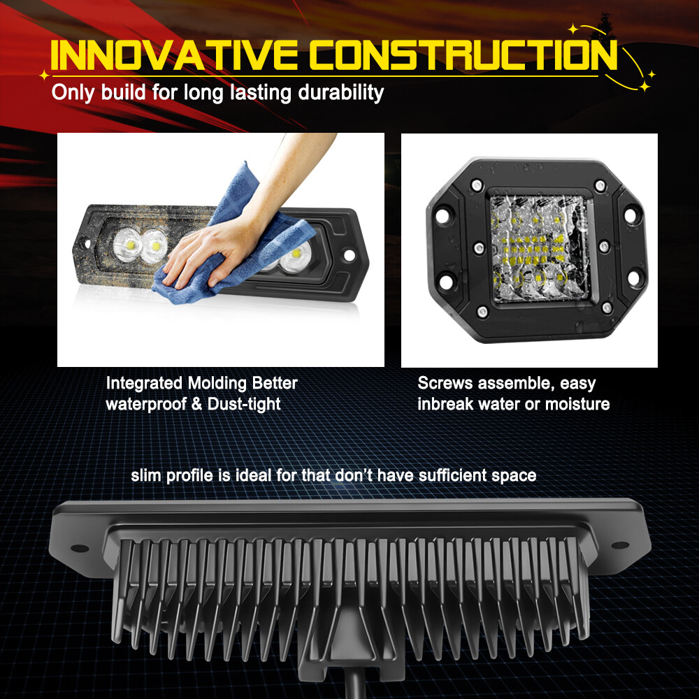 2 piezas barras de luz LED de montaje empotrado de 8" parachoques trasero vainas inversas todoterreno camioneta 4x4- - Image 5
