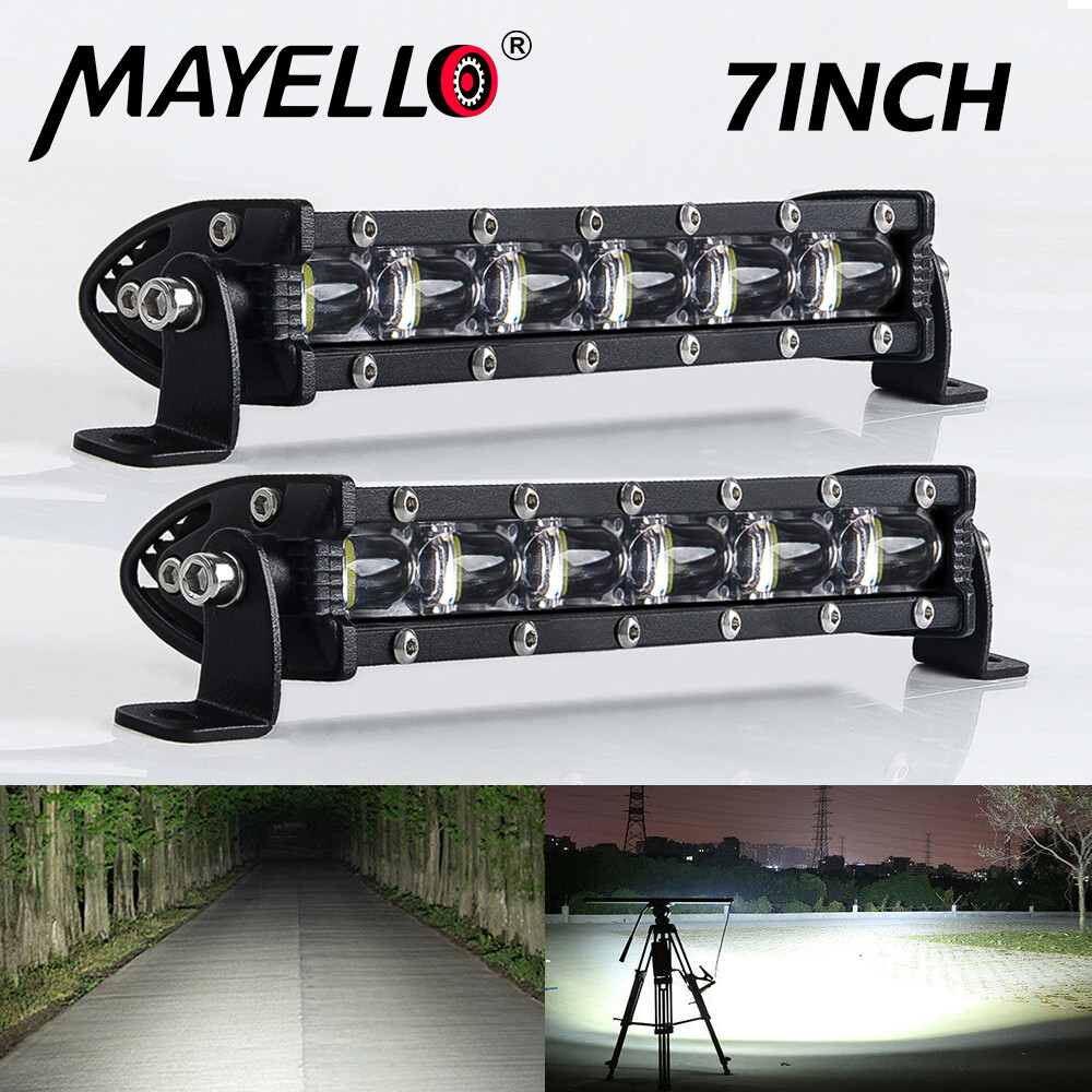 Par de mini barras de luz de trabajo LED de 7" punto inundación conducción todoterreno ATV 4x4 SUV UTV UTE-