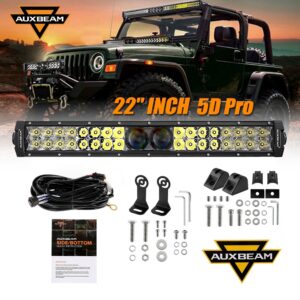AUXBEAM 22"inch 5D-PRO Series Combo LED Light Bars w/ Wiring Car Truck 4X4WD