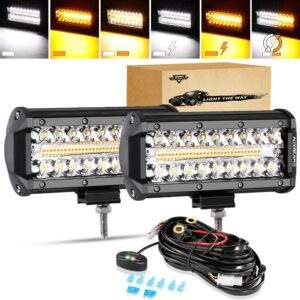AUXBEAM 7"" 300W LED Barras de Luz de Trabajo Lámparas Conducción Niebla Offroad 4x4 Flash 6 Modos-
