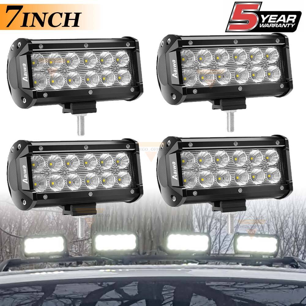4x 7 pulgadas 144W LED barras de luz de trabajo haz de inundación niebla para conducir camión todoterreno 4x4-