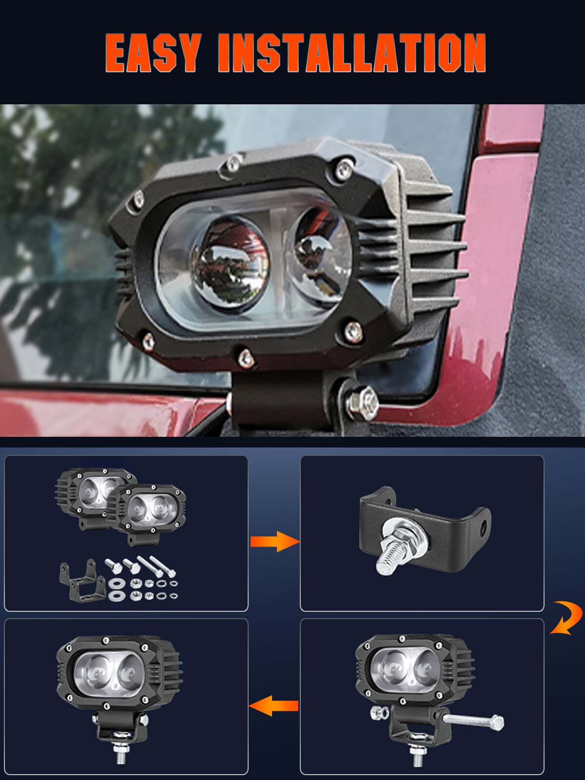 2x Barra de luces LED de trabajo de 4" lnch 4x4 todoterreno vainas antiniebla ATV SUV UTV lámpara de conducción- - Image 2