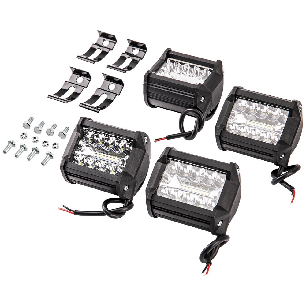 Juego de 4 4 4" 12V 120W LED Barra de Luz de Trabajo Punto Inundación Conducción Tractor Todoterreno 4x4-