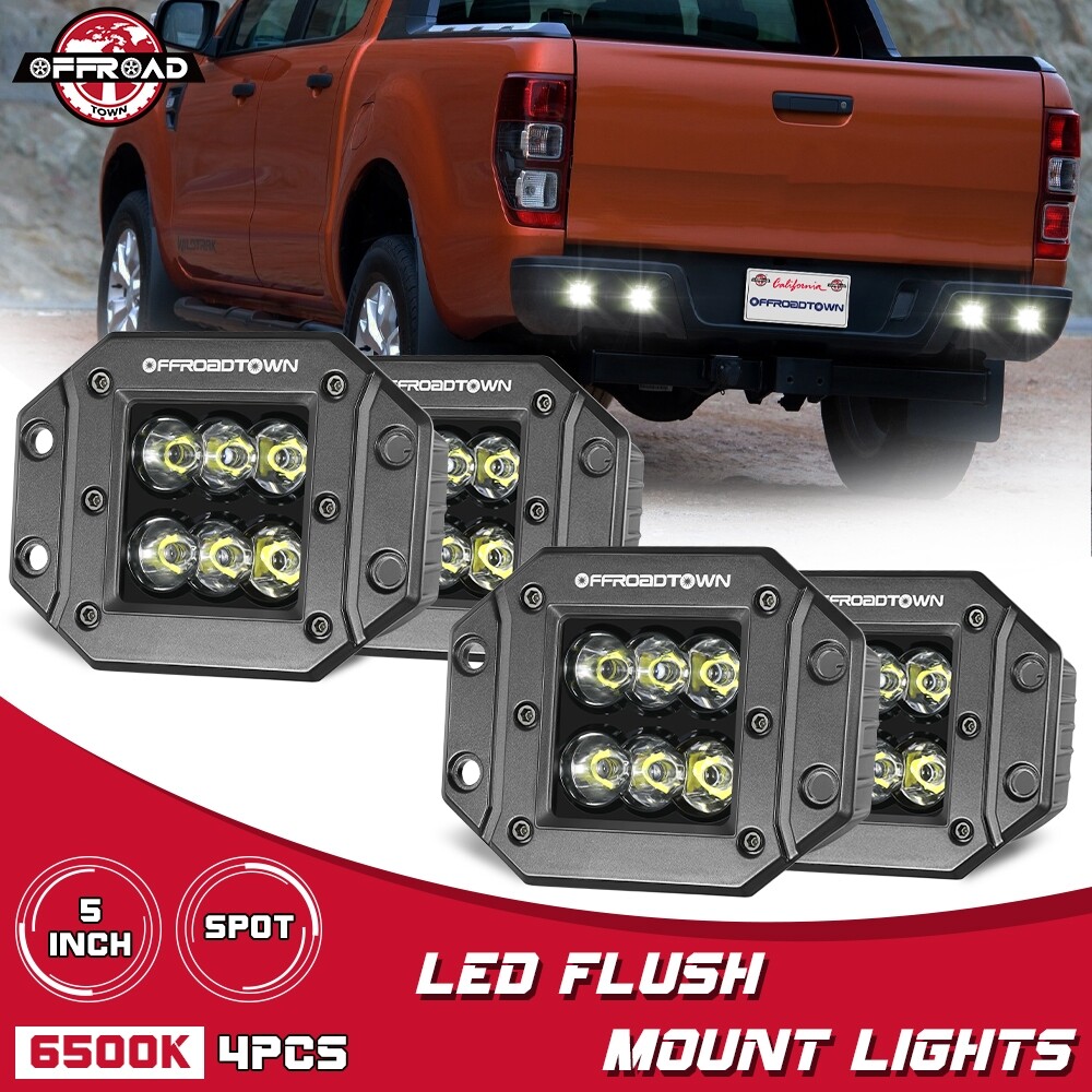 Barras de luz LED de montaje empotrado de 4 X 5" pulgadas punto conducción inversa vainas antiniebla SUV ATV 4x4-